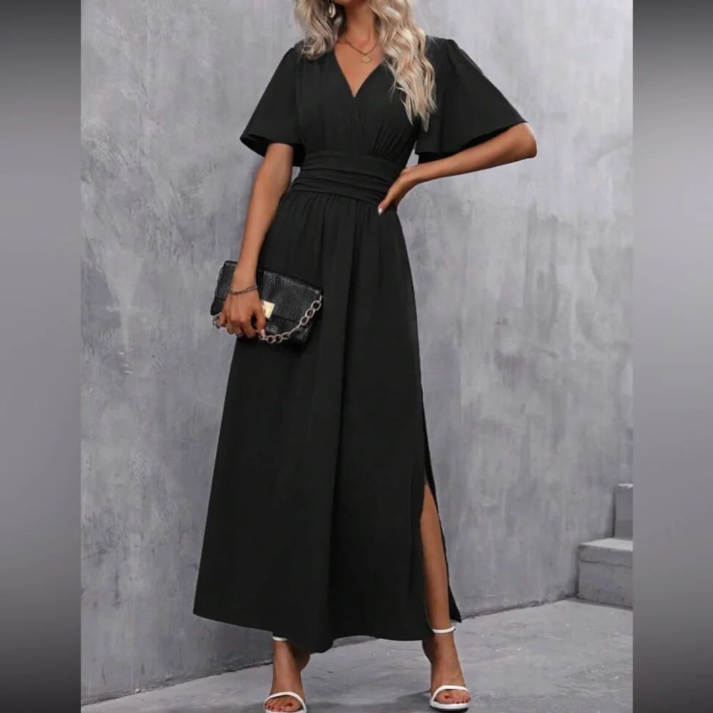 Boho butterfly sleeve slit thigh maxi dress - Picture 14 of 14
